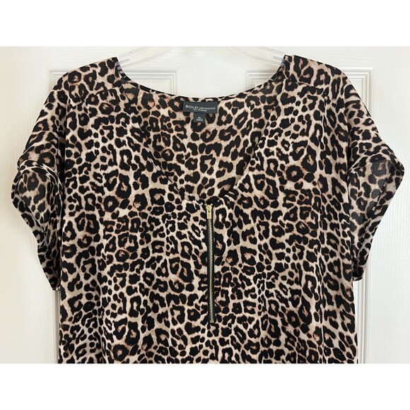 TIME and TRUE - Animal Print Short Sleeve Ruched Sides Knit Maternity Top sz XXL - Picture 2 of 6